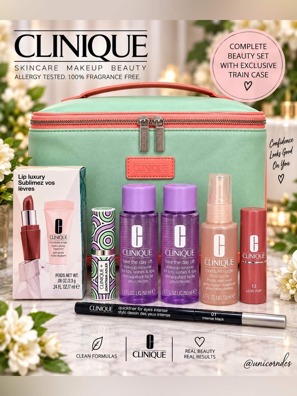 Clinique Beauty Set Jonathan Adler Lipstick Skincare Train Case HTF